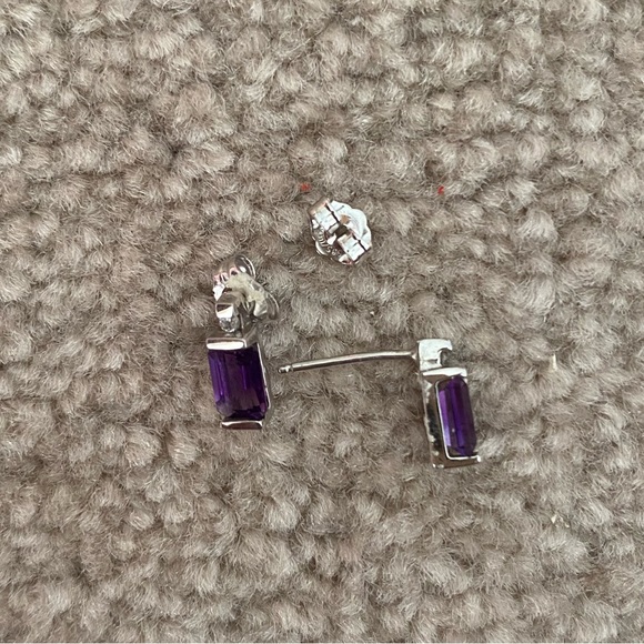 14K Amethyst & Diamond Earrings - Picture 4 of 6
